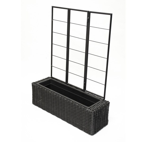 Wicker Planter with Trellis, black